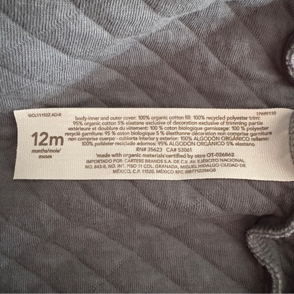 Little Planet By Carter's Organic Baby Boys' Quilted Hooded Jumpsuit Grey 12m - Picture 4 of 5